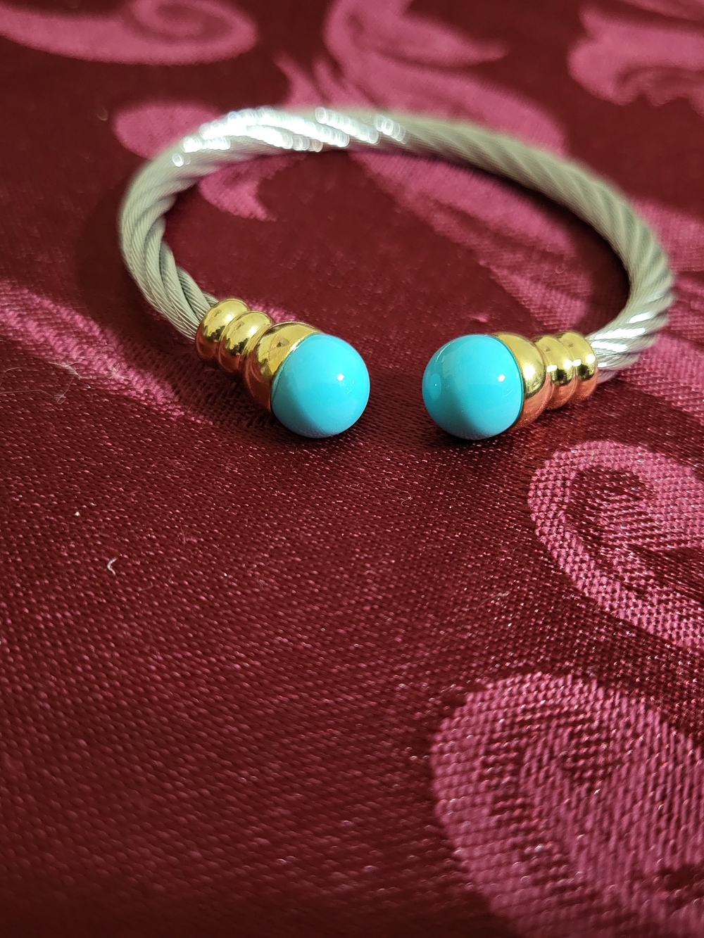 Turquoise Cable Cuff Bracelet